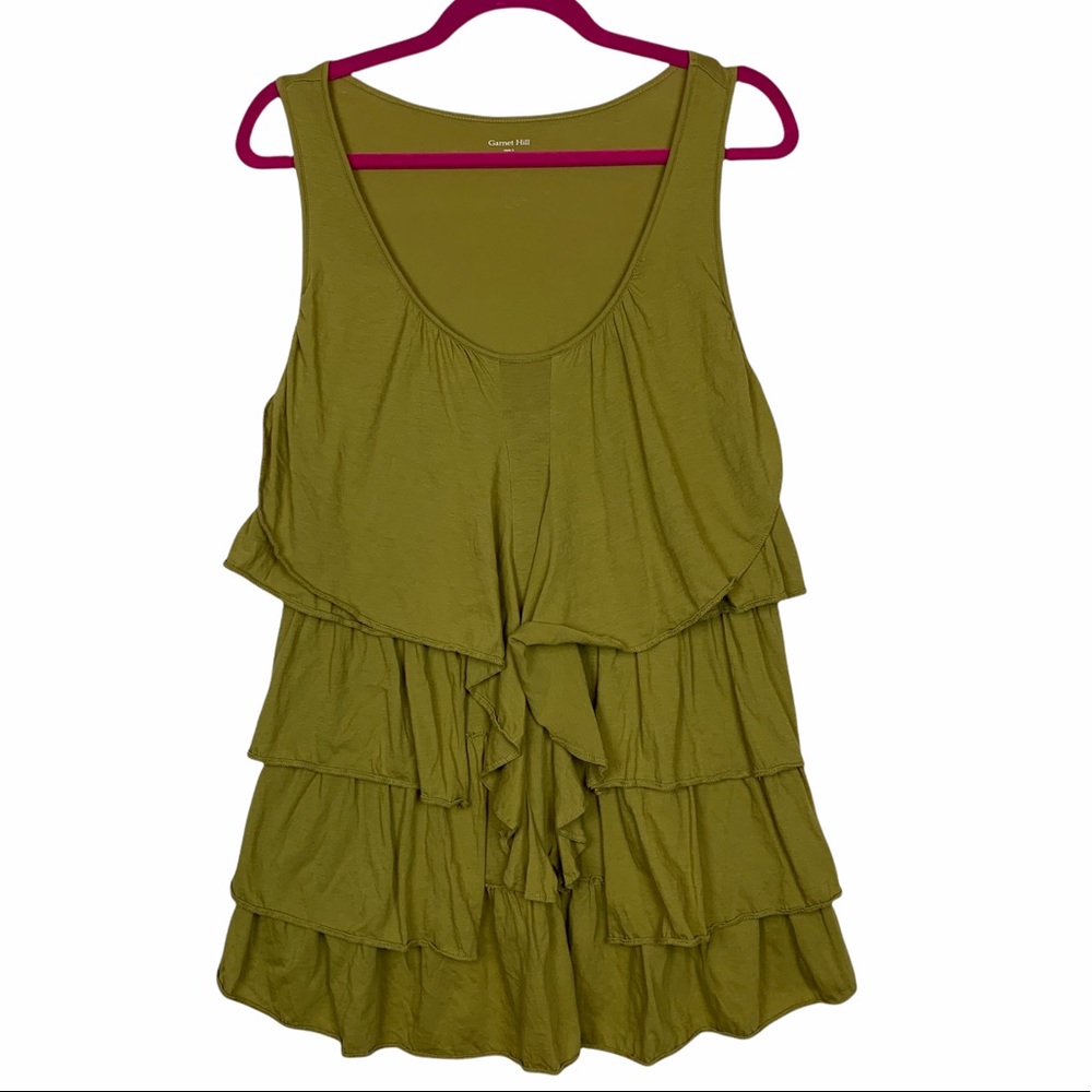 Garnet Hill Pima Cotton Ruffled Layered Tank Top S